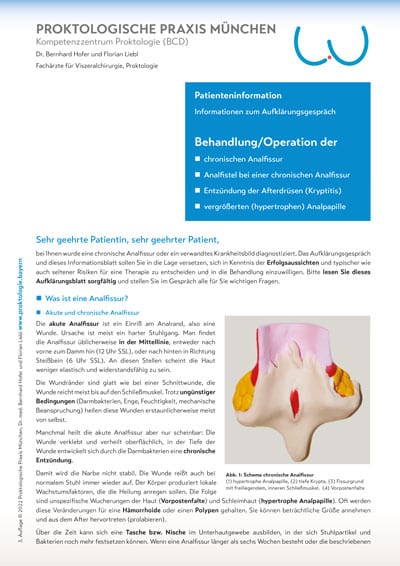 Patienteninformation Analfissur als PDF