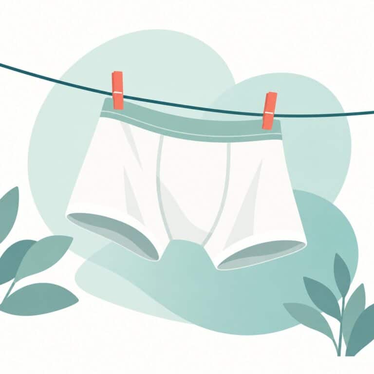 Shorts auf der Wäscheleine als Sinnbild für Stuhlschmieren oder Sekretion